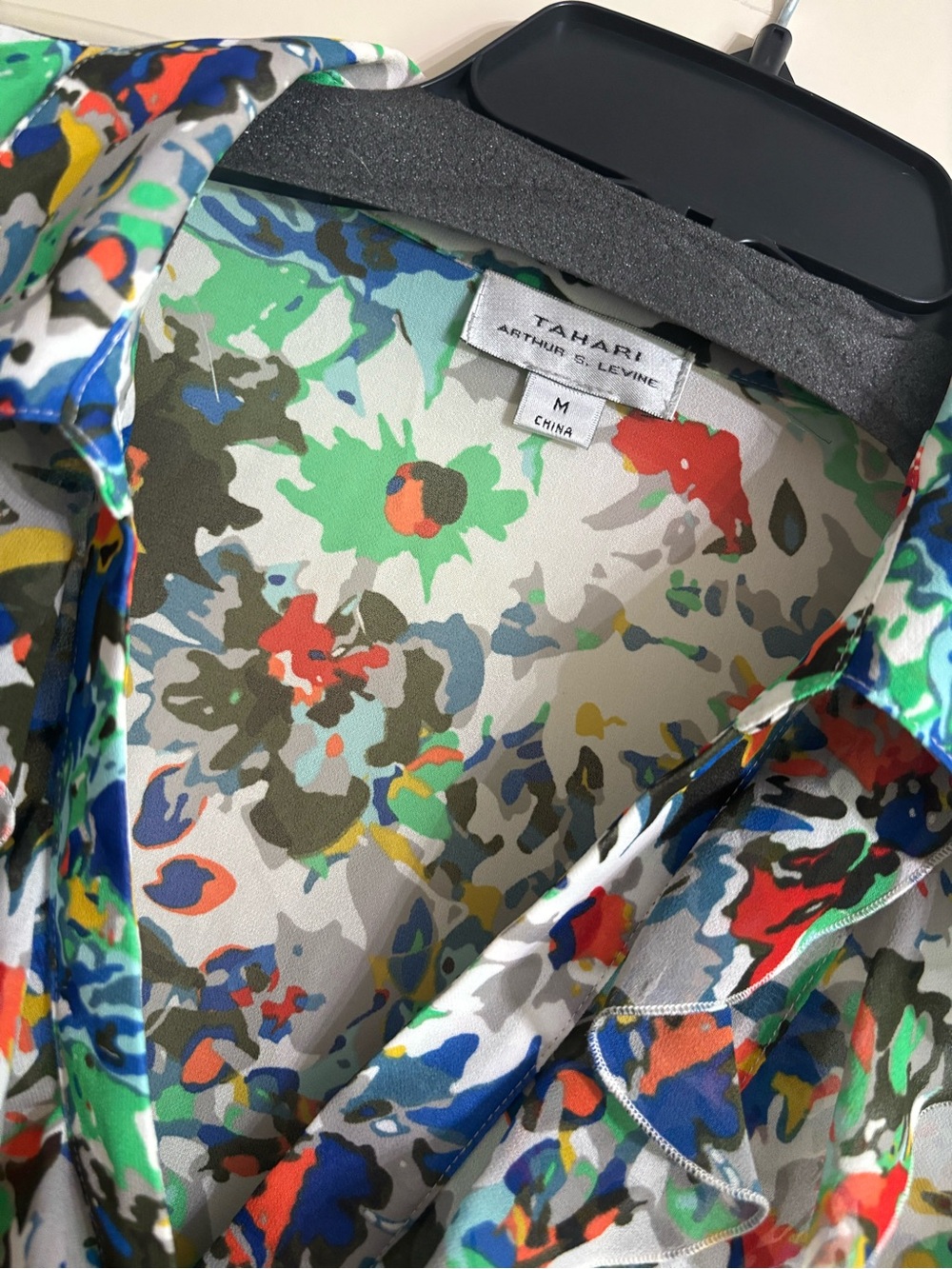 Tahari Multicolor Floral Ruffle Button-Front Blouse - Picture 2 of 4